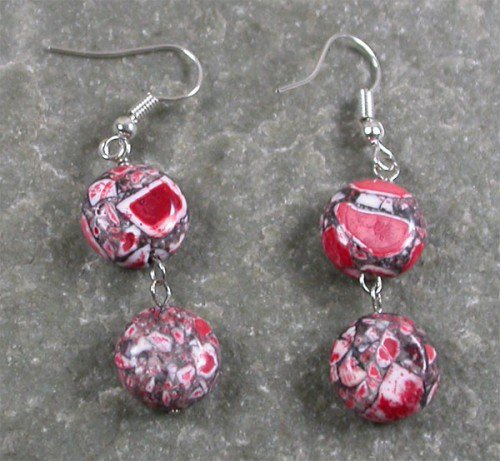 RED AFRICA TURQUOISE STERLING SILVER EARRINGS