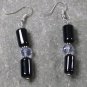 BLACK AGATE & CAT EYE STERLING SILVER EARRINGS
