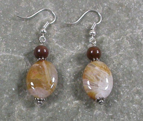 Bamboo Agate Jasper STERLING SILVER EARRINGS