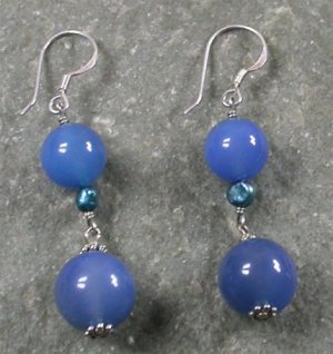 Blue Agate Pearl STERLING SILVER EARRINGS