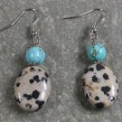 Dalmatian Jasper Turquoise Sterling Silver Earrings