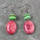 Pink and GreenTurquoise Sterling Silver Earrings