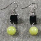 Black Agate and Lemon Jade Sterling Silver Earrings