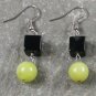Black Agate and Lemon Jade Sterling Silver Earrings