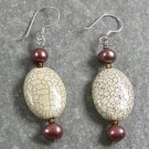 White Turquoise Pearl Sterling Silver Earrings