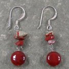 Breciated Jasper Red Agate Sterling Silver Earrings