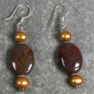 Crazy Agate Pearl Sterling Silver Earrings
