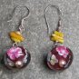 Coral Lampwork Pearl Sterling Silver Earrings