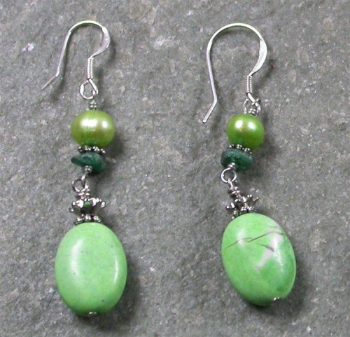 Pearl Turquoise Sterling Silver Earrings