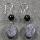 Black Agate Jasper Sterling Silver Earrings