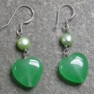 Green Jade Pearl Sterling Silver Earrings