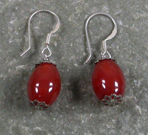 Red Agate Sterling Silver Earrings