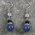 Blue and Black Agate Sterling Silver Earrings