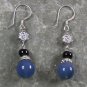 Blue and Black Agate Sterling Silver Earrings