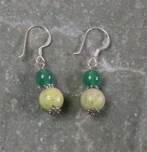 Lemon Jade GreenAgate Sterling Silver Earrings