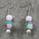 Jade Lampwork Pearl Sterling Silver Earrings
