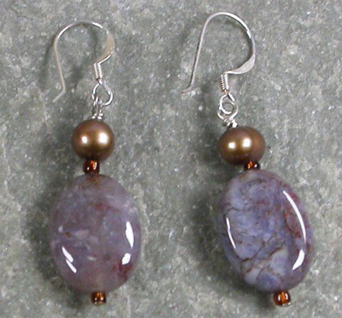 Crazy Agate Pearl Sterling Silver Earrings