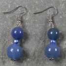 Blue Agate Pearl Sterling Silver Earrings