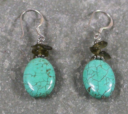Turquoise Smoky Quartz Sterling Silver Earrings