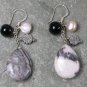 Red Zebra Agate Pearl Sterling Silver Earrings