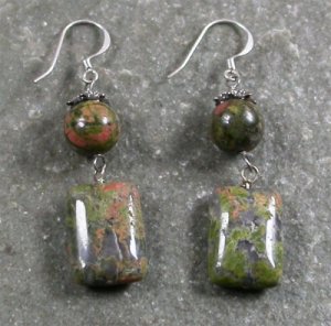 Unakite Sterling Silver Earrings