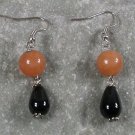 Black Agate Honey Jade Sterling Silver Earrings