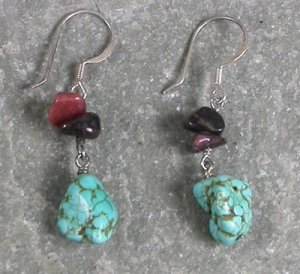 Tourmaline Turquoise Sterling Silver Earrings