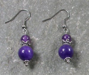 Purple Jade Sterling Silver Earrings