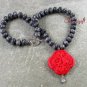RED CINNABAR BLACK LABORADITE NECKLACE