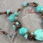 TURQUOISE BROWN JASPER CRYSTAL PEARLS NECKLACE