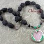 MING DYNASTY POTTERY SHARD BLACK CINNABAR NECKLACE