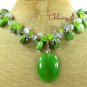 GREEN CAT EYE TURQUOISE FW PEARL NECKLACE