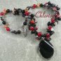 BLACK AGATE CRYSTAL GARNET JADE NECKLACE