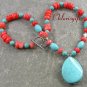 TURQUOISE & PINK CORAL NECKLACE