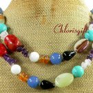 LONG! 40 TURQUOISE JADE AGATE QUARTZ CORAL NECKLACE