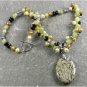 SESAME JASPER OLIVE JADE BLACK AGATE PEARLS NECKLACE