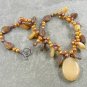 YELLOW JADE POPPY JASPER PEARLS NECKLACE