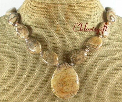 NATURAL PICTURE JASPER NECKLACE
