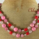 LONG! 40 PINK TURQUOISE ROSE QUARTZ RED CORAL NECKLACE