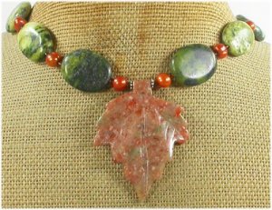 AUTUMN JASPER LEAF & YELLOW TURQUOISE NECKLACE