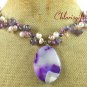 PURPLE LACE AGATE & FLUORITE & FW PEARL NECKLACE