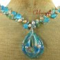 MURANO GLASS & CAT EYE & CRYSTAL & PEARL NECKLACE