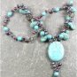 TURQUOISE SMOKY CRYSTAL FRESH WATER PEARLS NECKLACE