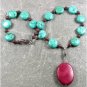 RED BLUE TURQUOISE & BACCIATED JASPER NECKLACE