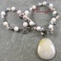 YELLOW JADE STRIPE JADE FW PEARL NECKLACE