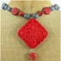 RED CINNABAR & RED BLUE CORAL NECKLACE
