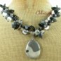 PICASSO JASPER & SNOWFLAKE OBSIDIAN & AGATE NECKLACE