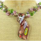 MURANO GLASS CAT EYE CRYSTAL FW PEARL NECKLACE