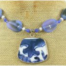 MING DYNASTY POTTERY SHARD BLUE AGATE PEARL NECKLACE