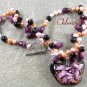 BUTTERFLY LAMPWORK CAT EYE QUARTZ PEARL NECKLACE